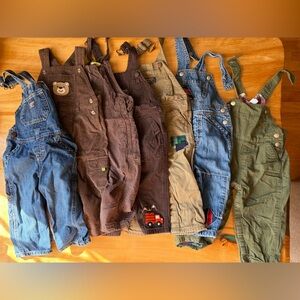 Bundle of 7 Long Pant Boys Overalls 12-18mo OshKosh, Nordstrom and more!